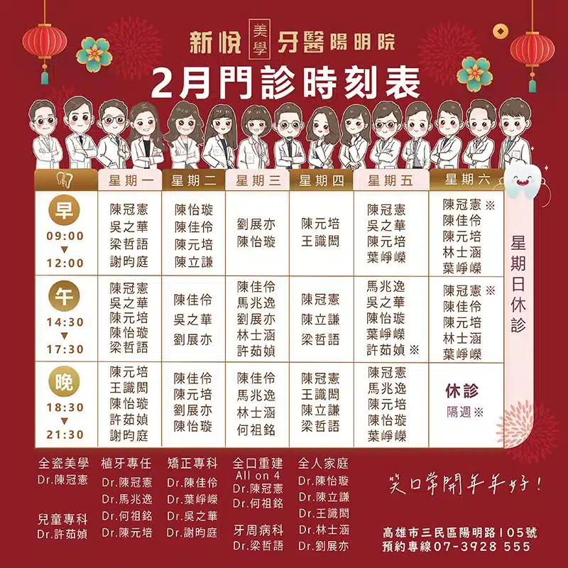 陽明院門診表-2月