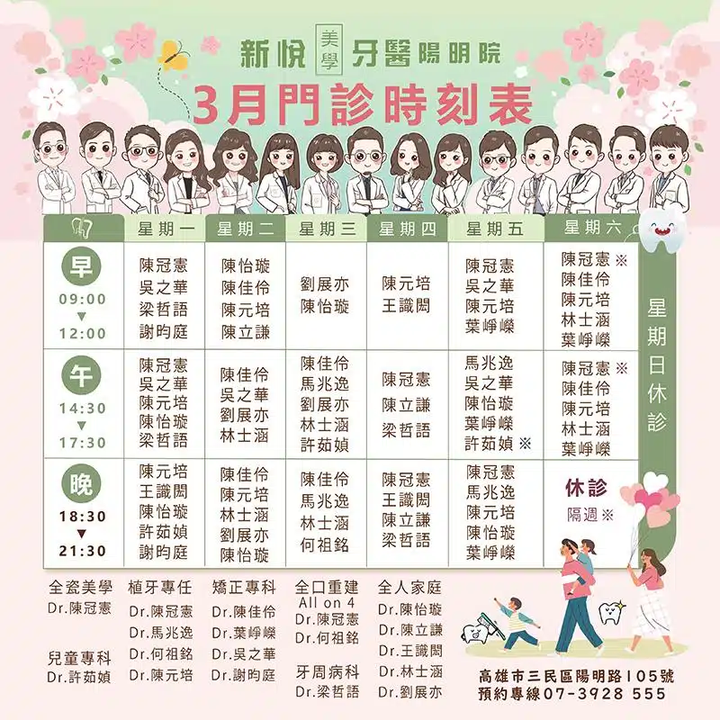 陽明院門診表-3月