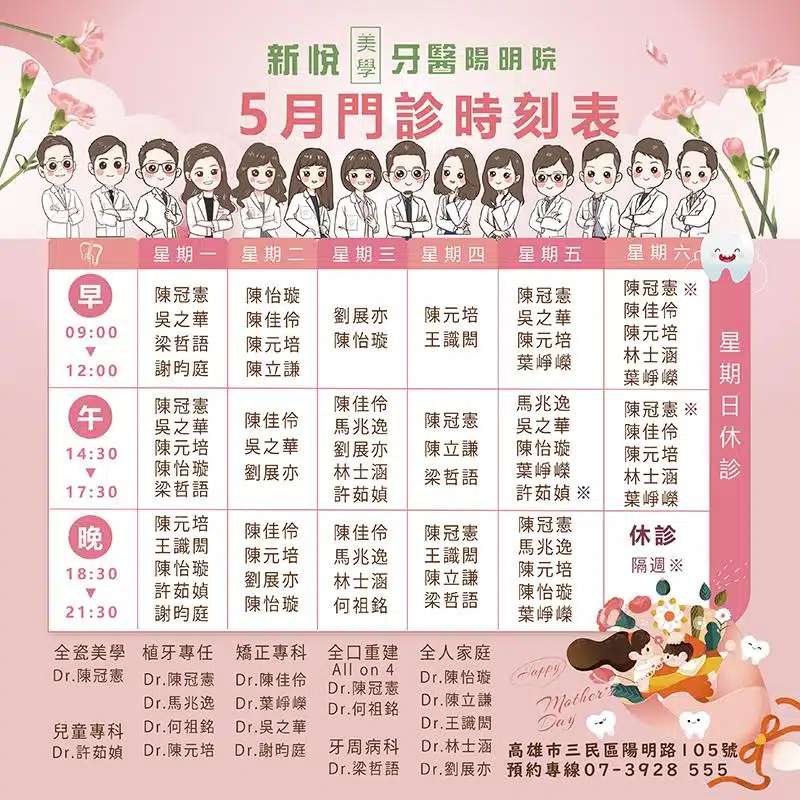 陽明院門診表-5月