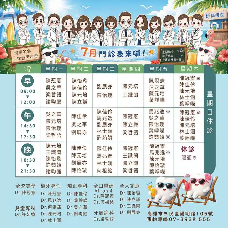 陽明院門診表7月