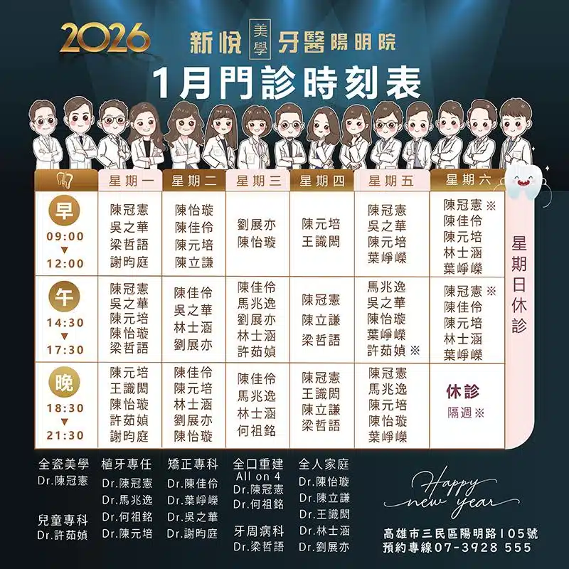 陽明院門診表-1月