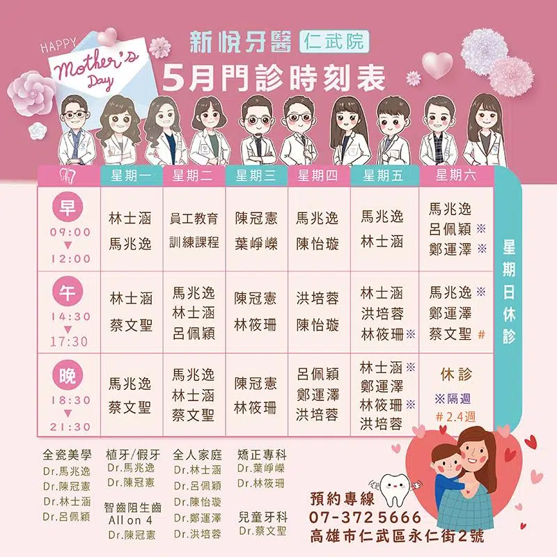 仁武院門診表5月
